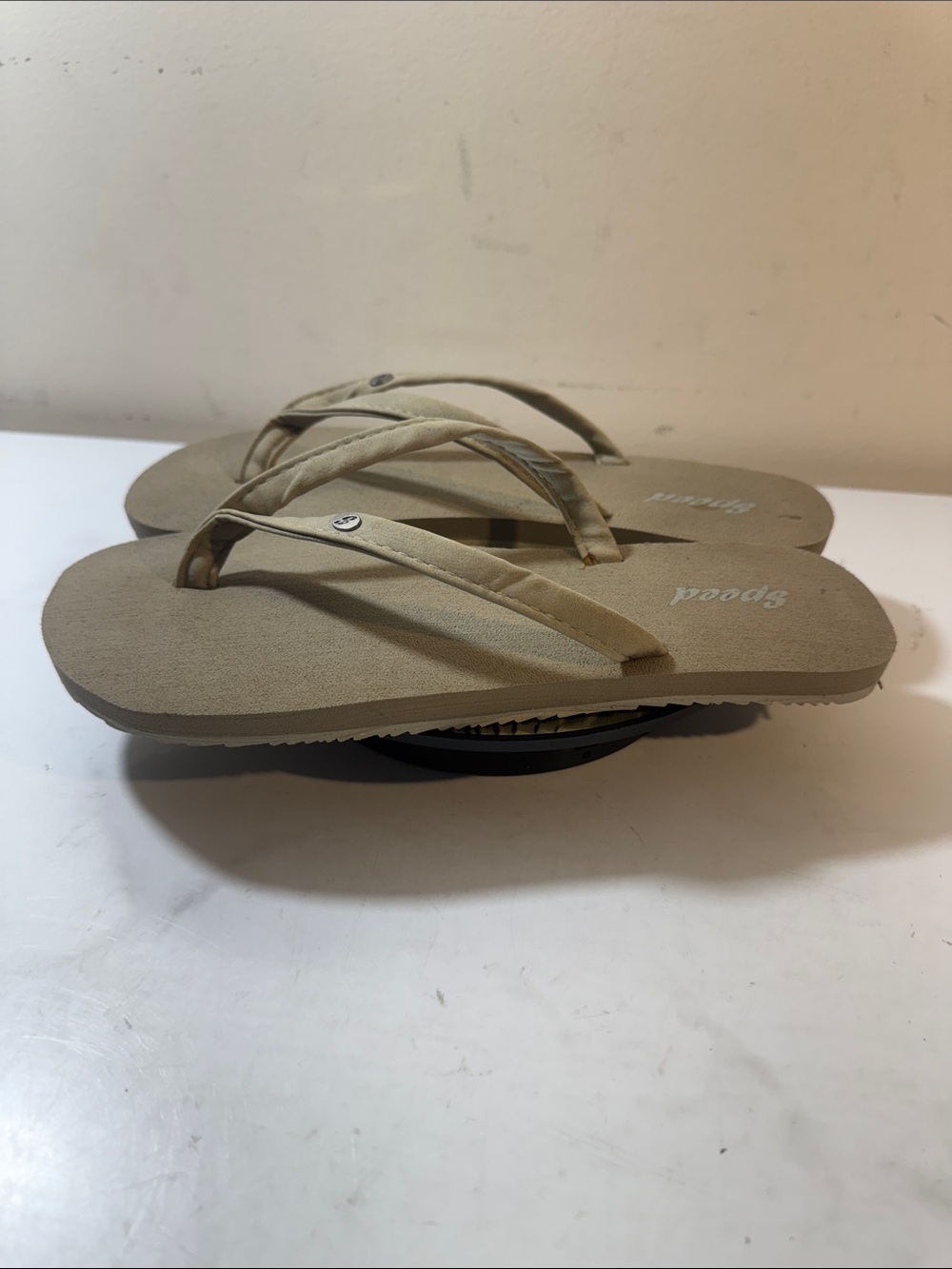 Just Speed Women’s Beige Flip Flop Sandals - Casual Summer Comfort - Size 7